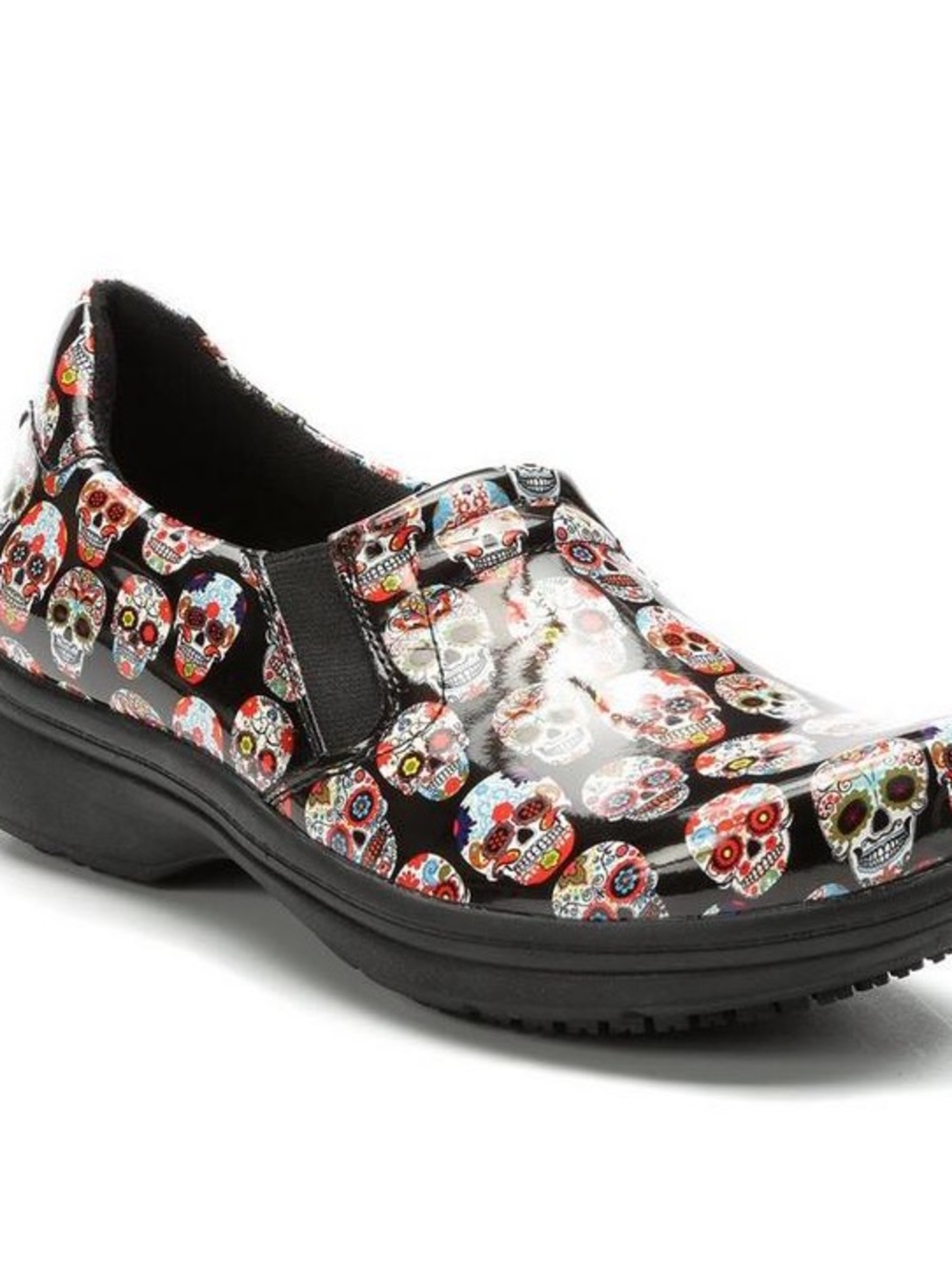 EasyWorks Black Slip-On Happy Skulls Day of the Dead Professional Clog 7.5W - Picture 2 of 11